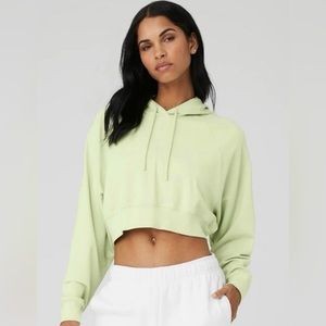 NWT! Alo Cropped Double Take Hoodie size XS Iced Green Tea